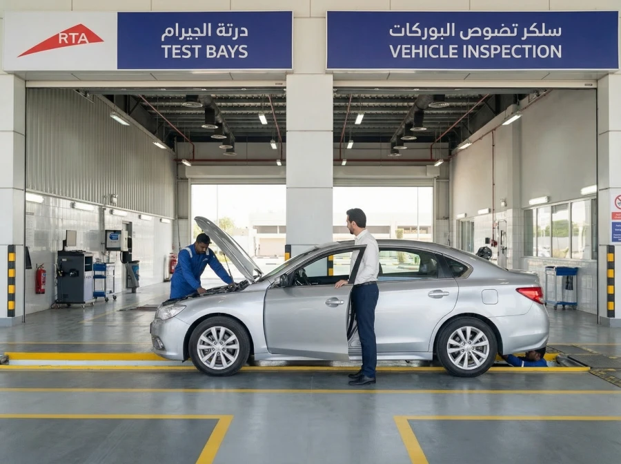 A safe driver handles an RTA vehicle inspection run in Dubai, saving you time and hassle.
